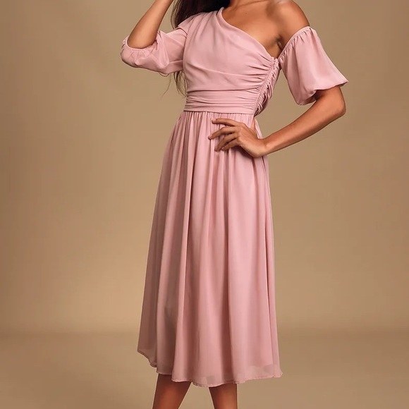 Lulu’s Dusty Lavender Asymmetrical Midi Dress | xs 🌸 - Picture 2 of 5